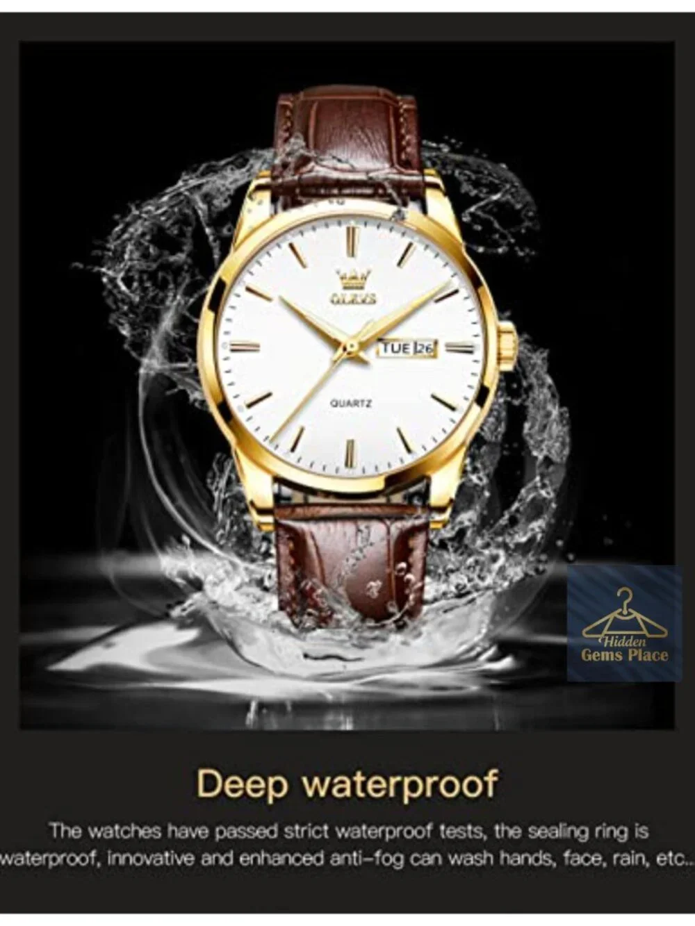 Men's Casual Quartz Watch Leather Strap Water Resistant Easy to Read